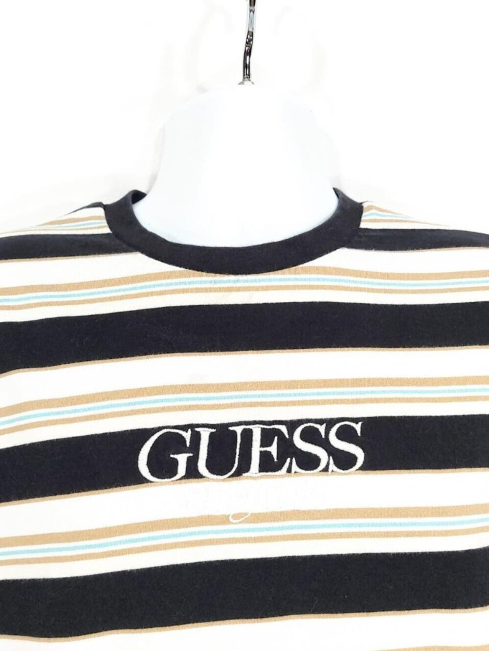 Retro Guess Originals T-Shirt Men's Sz M, Rogers Striped, Embroidered Spellout - Picture 2 of 8